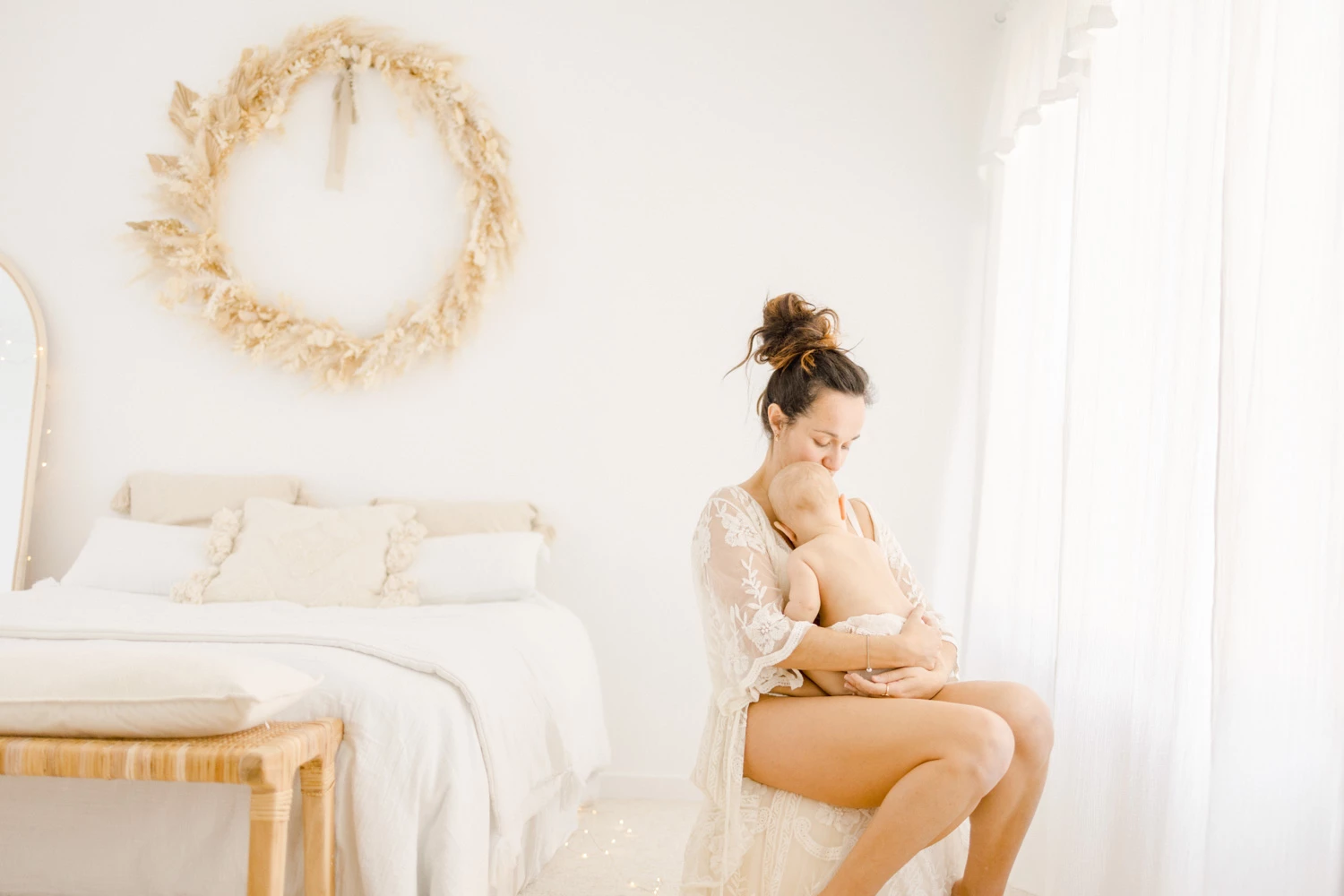 bonheur lit beige gris marron